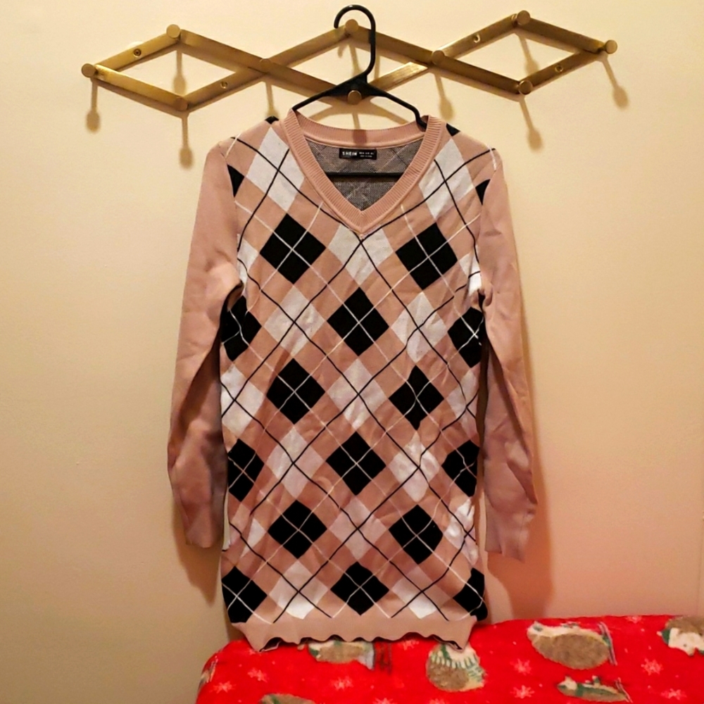 Womens Size M checkered sweater dress